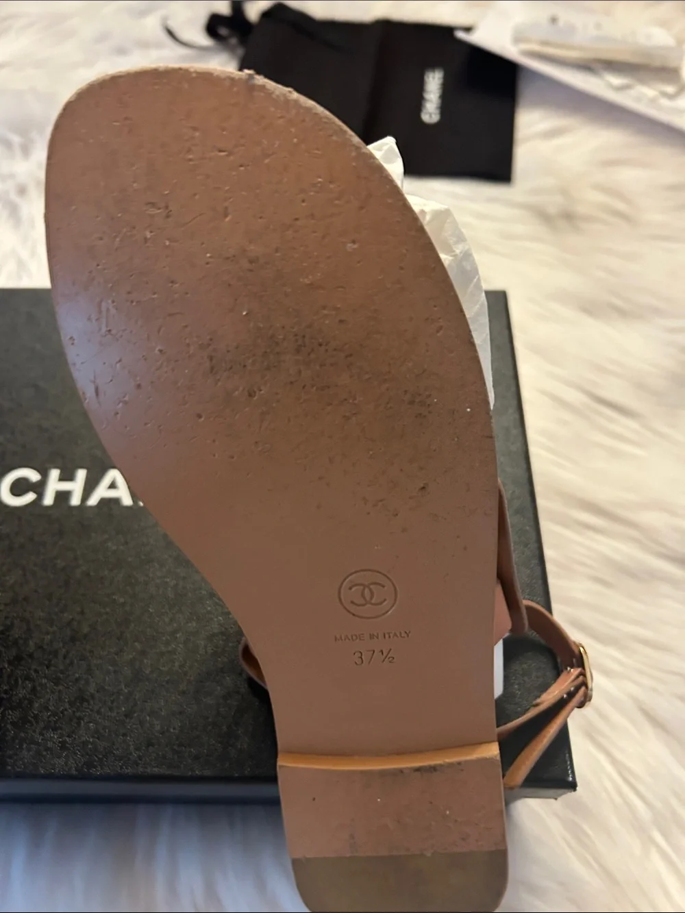 CHANEL tan leather